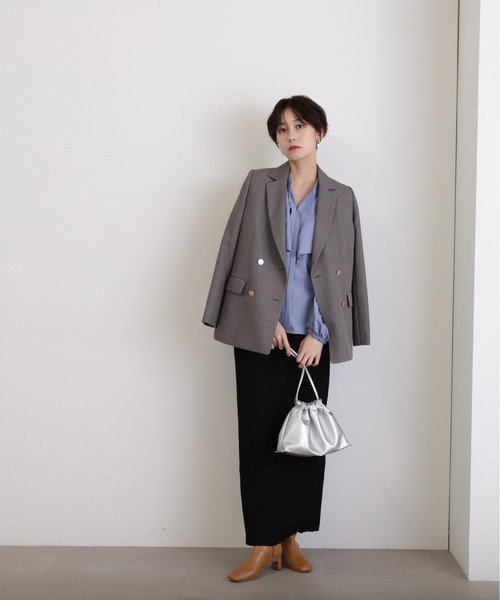 N.(N. Natural Beauty Basic)(エヌエヌナチュラルビューティーベーシック)の「◆シャーリングナローカットソースカート(スカート・レディース・オフホワイト/ブラック・MEDIUM)」の15枚目の写真