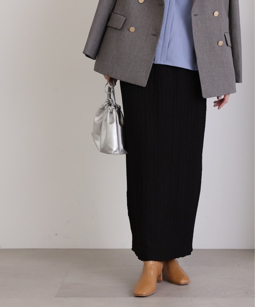 N.(N. Natural Beauty Basic)(エヌエヌナチュラルビューティーベーシック)の「◆シャーリングナローカットソースカート(スカート・レディース・オフホワイト/ブラック・MEDIUM)」の14枚目の写真