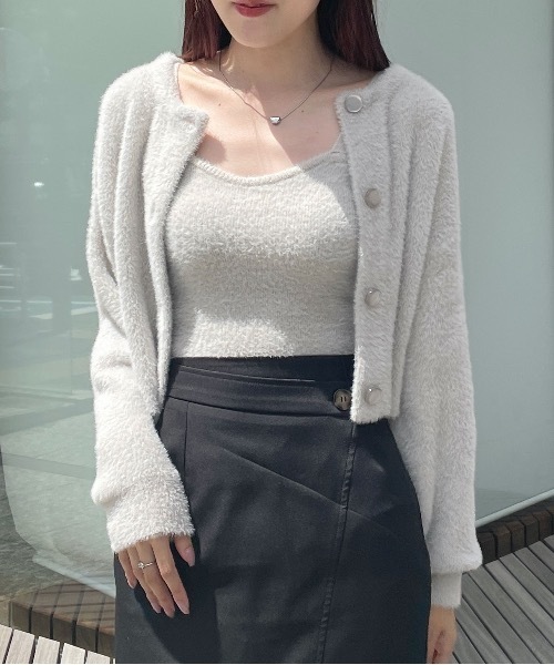 one way（ワンウェイ）の「ミンクフェザーカーディガン（カーディガン/ボレロ・レディース・ホワイト/レッド/ブラック/グレー・FREE）」の5枚目の写真