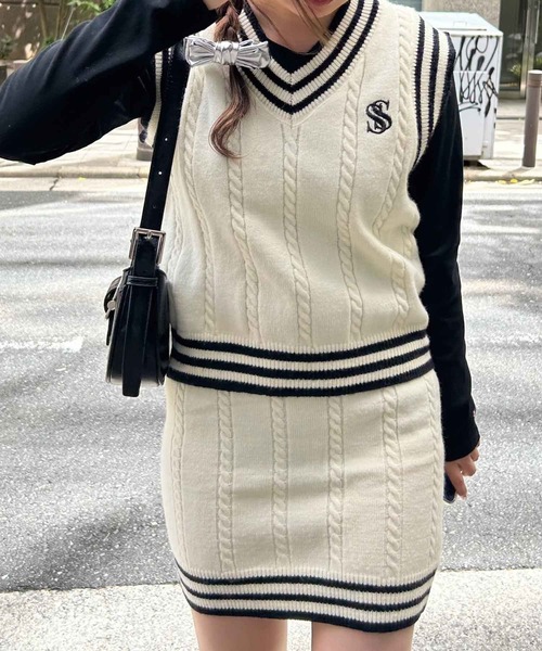 ベスト アンサンブルセーター プライムニット プリーツスカート セットアップ ベスト アンサンブルセーター プライムニット プリーツスカート