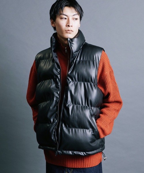 Magine（マージン）の「【SELECT】IR:SYNTHETIC LEATHER DOWN VEST:シンセティック レザー  エコ ダウンベスト（ダウンベスト・メンズ・ブラウン/ブラック・M/L/XL）」の7枚目の写真