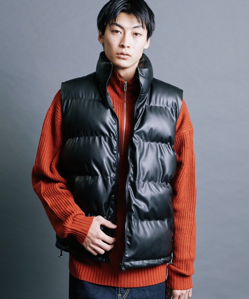 Magine（マージン）の「【SELECT】IR:SYNTHETIC LEATHER DOWN VEST:シンセティック レザー  エコ ダウンベスト（ダウンベスト・メンズ・ブラウン/ブラック・M/L/XL）」の9枚目の写真