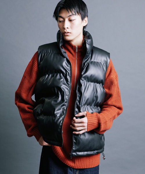 Magine（マージン）の「【SELECT】IR:SYNTHETIC LEATHER DOWN VEST:シンセティック レザー  エコ ダウンベスト（ダウンベスト・メンズ・ブラウン/ブラック・M/L/XL）」の11枚目の写真