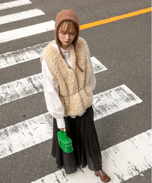 ad thie(アドティエ)の「シャギー フライトニットキャップ(ニットキャップ/ビーニー・レディース・ブラック/ピンク/ライトブルー/ブラウン/オフホワイト/ブルー・FREE)」の15枚目の写真
