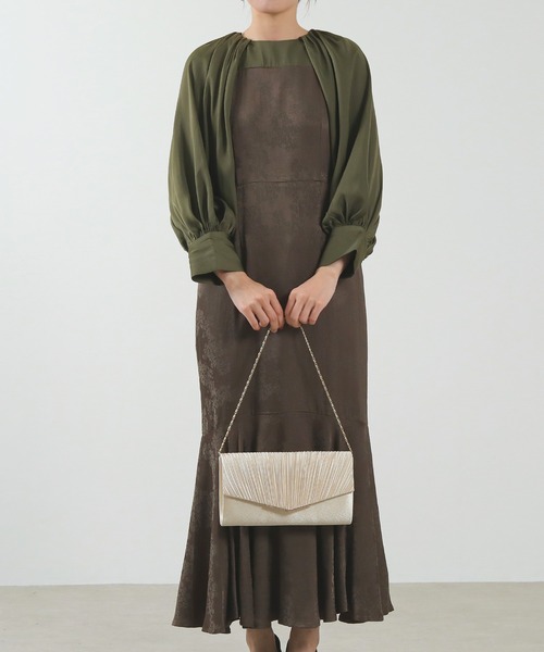 メタル プリーツ 2WAY クラッチ バック パーティー 結婚式 お呼ばれ