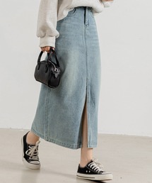 DAY CLOSET（デイ クローゼット）の「レディース フロントスリットデニムナロースカート ロング（デニムスカート）」