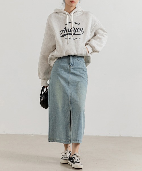 DAY CLOSET（デイ クローゼット）の「レディース フロントスリットデニムナロースカート ロング（デニムスカート・レディース・ライトブルー・2XL/M/L/S/XL）」の7枚目の写真