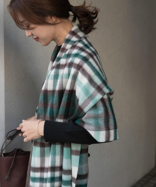 URBAN RESEARCH DOORS（アーバンリサーチドアーズ）の「ウールチェックストール（ストール/ショール・レディース・グリーン系その他/オレンジ系その他/ネイビー/ブルー系その他・-）」の22枚目の写真