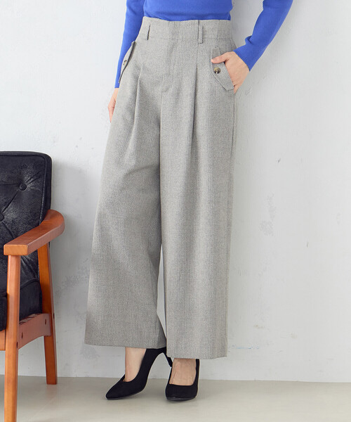 COMME CA ISM(コムサイズム)の「ヘリンボーン ワイドパンツ(その他パンツ・レディース・ブラック/グレイッシュベージュ・SMALL/MEDIUM/LARGE)」の19枚目の写真