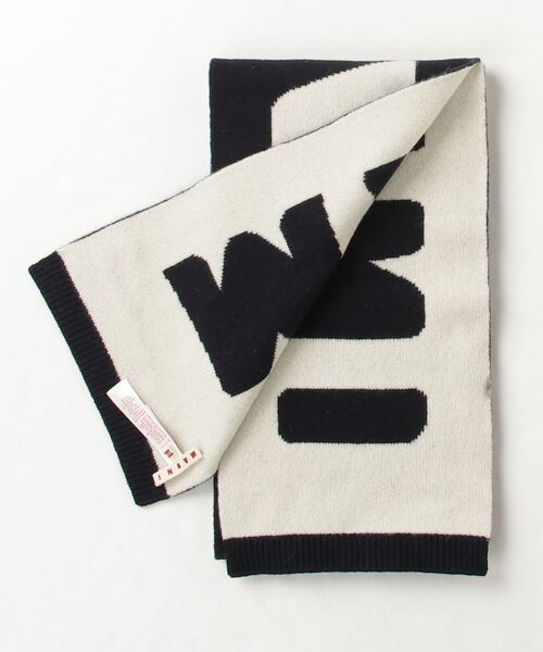MARNI(マルニ)の「MARNI(マルニ)Kids & Junior ウールニットブランドロゴマフラー(マフラー・キッズ・ネイビー・Ⅲ)」の2枚目の写真