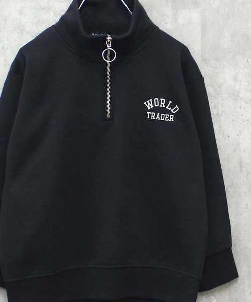 THE CASUAL(カジュアル)の「【ユニセックス】裏起毛 ワイドシルエット ハーフZIPトレーナー(スウェット・キッズ・ネイビー/グレー系/ブラック系/グリーン/グリーン系/サックスブルー/ブラック/杢グレー・160cm/120cm/110cm/140cm/150cm/130cm)」の3枚目の写真