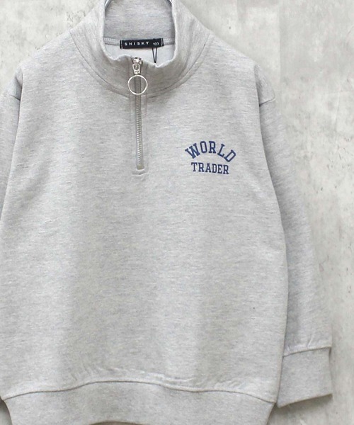 THE CASUAL(カジュアル)の「【ユニセックス】裏起毛 ワイドシルエット ハーフZIPトレーナー(スウェット・キッズ・ネイビー/グレー系/ブラック系/グリーン/グリーン系/サックスブルー/ブラック/杢グレー・160cm/120cm/110cm/140cm/150cm/130cm)」の5枚目の写真