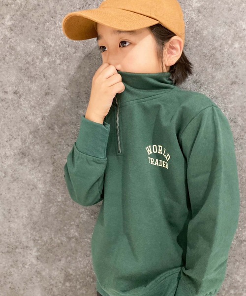 THE CASUAL(カジュアル)の「【ユニセックス】裏起毛 ワイドシルエット ハーフZIPトレーナー(スウェット・キッズ・ネイビー/グレー系/ブラック系/グリーン/グリーン系/サックスブルー/ブラック/杢グレー・160cm/120cm/110cm/140cm/150cm/130cm)」の7枚目の写真