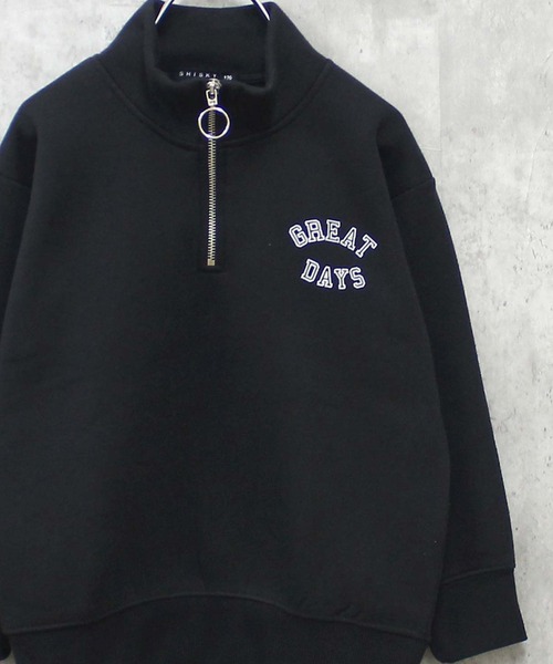 THE CASUAL(カジュアル)の「【ユニセックス】裏起毛 ワイドシルエット ハーフZIPトレーナー(スウェット・キッズ・ネイビー/グレー系/ブラック系/グリーン/グリーン系/サックスブルー/ブラック/杢グレー・160cm/120cm/110cm/140cm/150cm/130cm)」の2枚目の写真