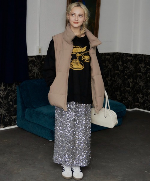 Birthday room（バースデイルーム）の「スパンコールラメスカート（スカート・レディース・ブラック/シルバー・FREE）」の5枚目の写真