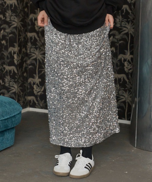 Birthday room（バースデイルーム）の「スパンコールラメスカート（スカート・レディース・ブラック/シルバー・FREE）」の8枚目の写真