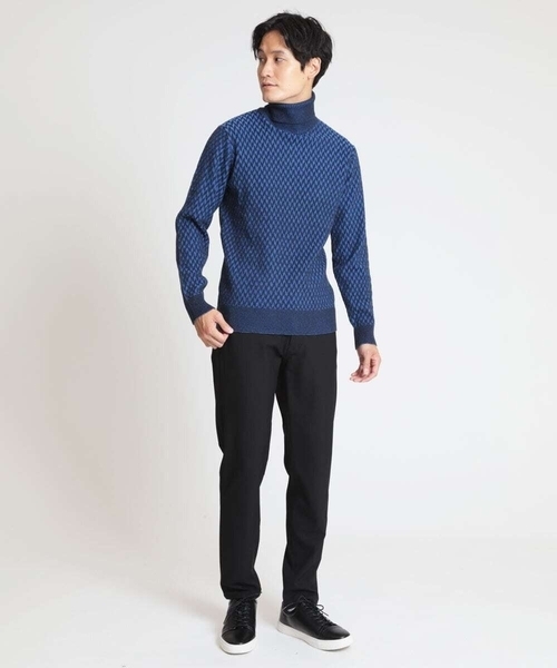 MK MICHEL KLEIN HOMME (エムケーミッシェルクランオム)の「タートルネックニット / ツイルへリンボン(ニット/セーター・メンズ・ブルー/ホワイト・48/46)」の3枚目の写真
