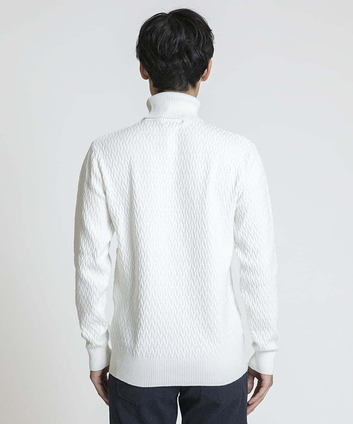 MK MICHEL KLEIN HOMME (エムケーミッシェルクランオム)の「タートルネックニット / ツイルへリンボン(ニット/セーター・メンズ・ブルー/ホワイト・48/46)」の6枚目の写真