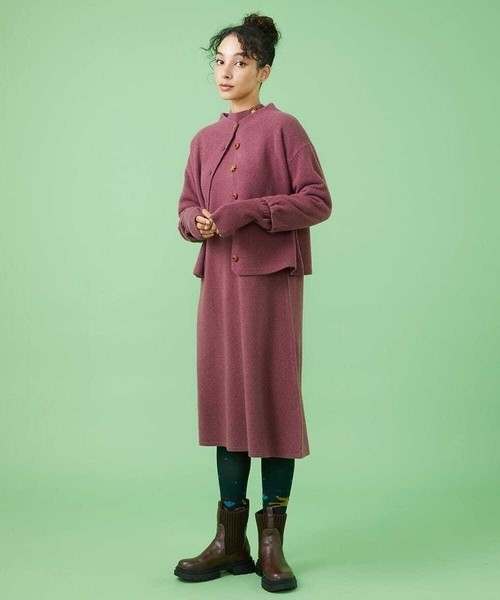 Jocomomola(ホコモモラ)の「Vario ボタンニットワンピース(ワンピース・レディース・ベージュ/パープル・40)」の7枚目の写真