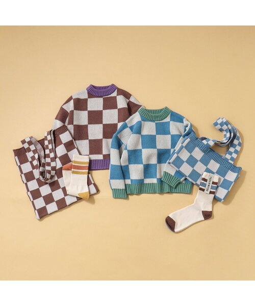 BREEZE（ブリーズ）の「【ファミリーリンク】WEB限定 ゆずみつといっしょチェッカーバッグ（トートバッグ・キッズ・ブラウン/ブルー・FREE）」の4枚目の写真