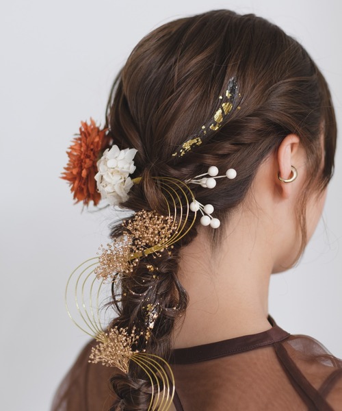 CHACO (FLOWER ACCESSORY)(チャコ)の「【CHACO×Kastane】フラワー髪飾り オレンジゴールドSET(その他ヘアアクセサリー・レディース・オレンジ・FREE)」の12枚目の写真