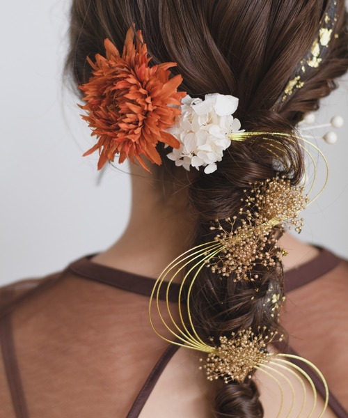 CHACO (FLOWER ACCESSORY)(チャコ)の「【CHACO×Kastane】フラワー髪飾り オレンジゴールドSET(その他ヘアアクセサリー・レディース・オレンジ・FREE)」の6枚目の写真