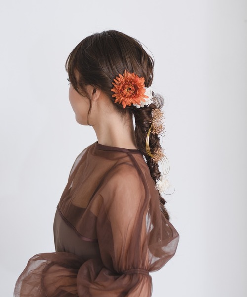 CHACO (FLOWER ACCESSORY)(チャコ)の「【CHACO×Kastane】フラワー髪飾り オレンジゴールドSET(その他ヘアアクセサリー・レディース・オレンジ・FREE)」の5枚目の写真