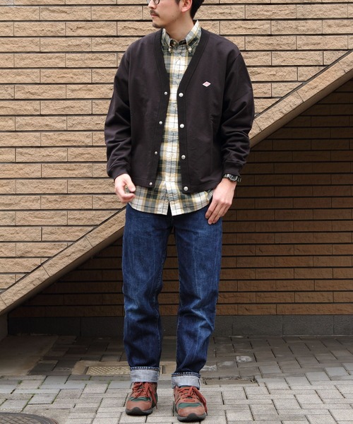 ダントン DANTON メンズ ドット ボタン ブイネック カーディガン