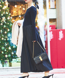 Rouge vif | スリーブフレアニット×布帛コンビワンピース(ワンピース)