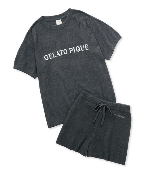 gelato pique（ジェラートピケ）の「スムーズィーロゴジャガードプルオーバー&リブショートパンツセット（ルームウェア/パジャマ・レディース・オフホワイト/ネイビー/ベージュ・FREE）」の4枚目の写真