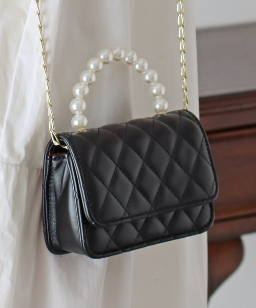 BLUEEAST（ブルーイースト）の「パールハンドル2WAYミニバッグ（ハンドバッグ・レディース・ブラック/ピンク/ベージュ/ブラック系・FREE）」の3枚目の写真