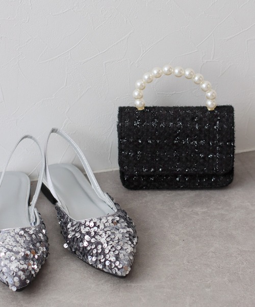 BLUEEAST（ブルーイースト）の「パールハンドル2WAYミニバッグ（ハンドバッグ・レディース・ブラック/ピンク/ベージュ/ブラック系・FREE）」の2枚目の写真