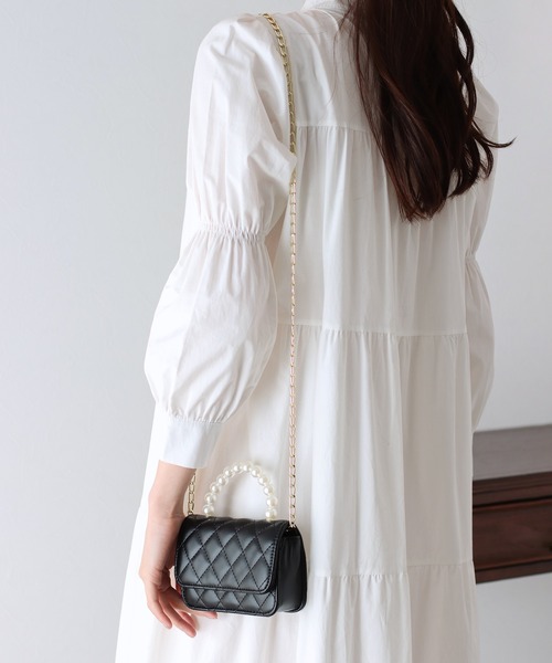 BLUEEAST（ブルーイースト）の「パールハンドル2WAYミニバッグ（ハンドバッグ・レディース・ブラック/ピンク/ベージュ/ブラック系・FREE）」の6枚目の写真