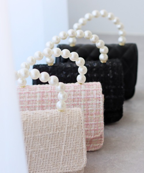 BLUEEAST（ブルーイースト）の「パールハンドル2WAYミニバッグ（ハンドバッグ・レディース・ブラック/ピンク/ベージュ/ブラック系・FREE）」の8枚目の写真