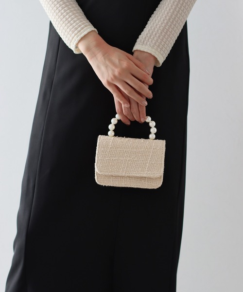 BLUEEAST（ブルーイースト）の「パールハンドル2WAYミニバッグ（ハンドバッグ・レディース・ブラック/ピンク/ベージュ/ブラック系・FREE）」の12枚目の写真