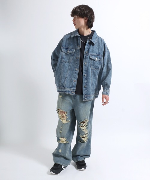 Salong hameu(サロン ハミュー)の「ビッグシルエット デニムジャケット/Gジャン レディース メンズ ユニセックス(デニムジャケット・レディース・ブルー/ネイビー/ブラック・L/M)」の20枚目の写真