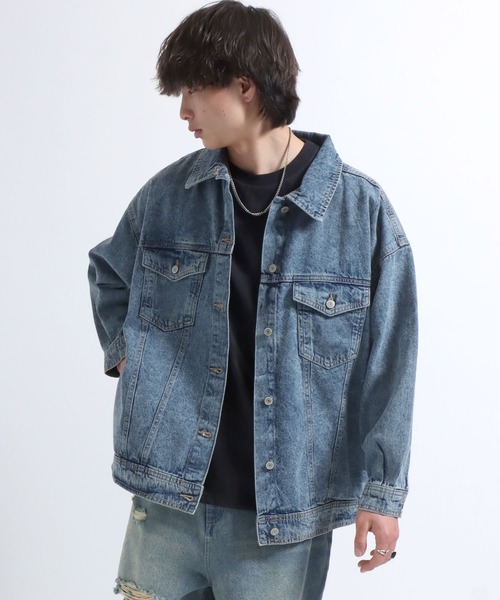 Salong hameu(サロン ハミュー)の「ビッグシルエット デニムジャケット/Gジャン レディース メンズ ユニセックス(デニムジャケット・レディース・ブルー/ネイビー/ブラック・L/M)」の22枚目の写真