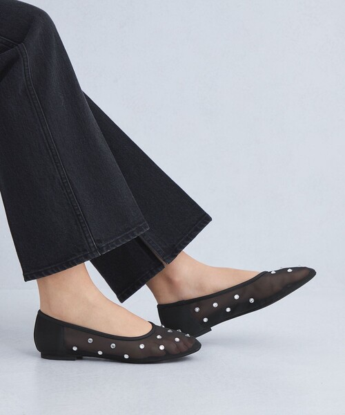 green label relaxing（グリーンレーベルリラクシング）の「ラウンド チュール フラットシューズ（バレエシューズ・レディース・ブラック/ベージュ/その他1・23cm/23.5cm/24cm/24.5cm）」の8枚目の写真