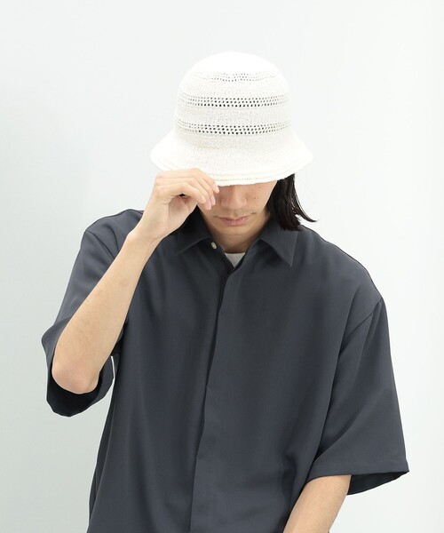 BEAMS HEART（ビームスハート）の「BEAMS HEART / サーモ クロシェハット（ハット・メンズ・ホワイト/ブラック・ONE SIZE）」の4枚目の写真