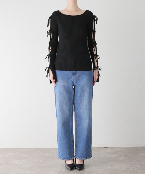U by SPICK&SPAN(ユーバイスピックアンドスパン)の「リボンディテールニットトップス(ニット/セーター・レディース・ブラック/ホワイト系その他/ピンク・FREE)」の15枚目の写真