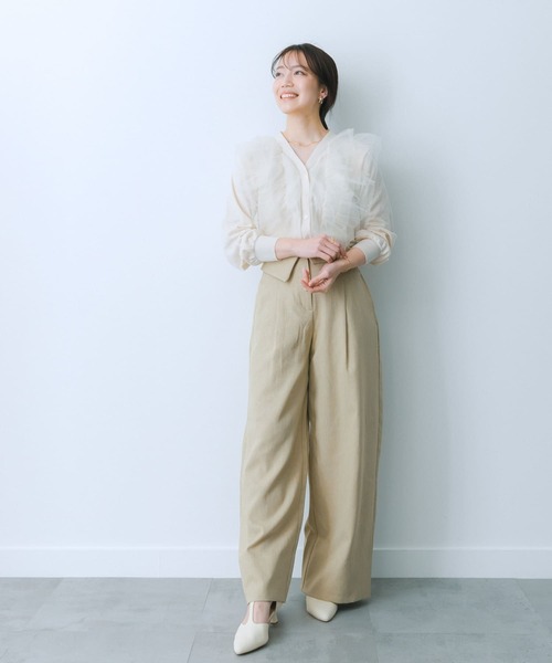 HEYUMM(ヘユム)の「チュールドッキングカーディガン(カーディガン/ボレロ・レディース・ラベンダー/アイボリー/チャコールグレー・ONE)」の15枚目の写真
