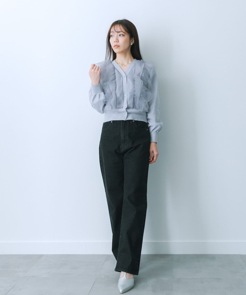 HEYUMM(ヘユム)の「チュールドッキングカーディガン(カーディガン/ボレロ・レディース・ラベンダー/アイボリー/チャコールグレー・ONE)」の20枚目の写真