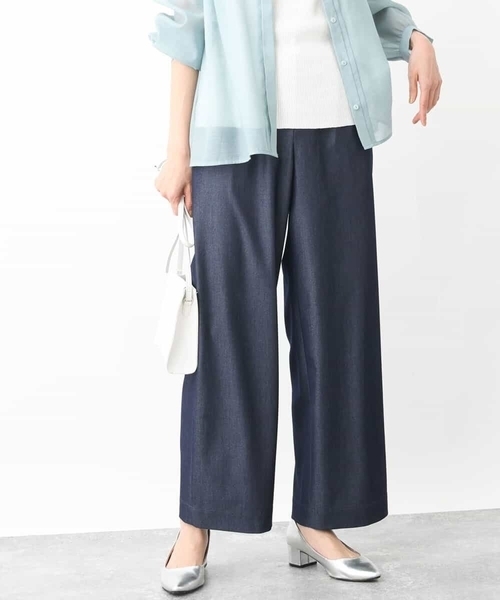 MK MICHEL KLEIN（エムケーミッシェルクラン）の「デニムライクワイドパンツ/洗える（デニムパンツ・レディース・ブルー/ネイビー・36/38）」の2枚目の写真