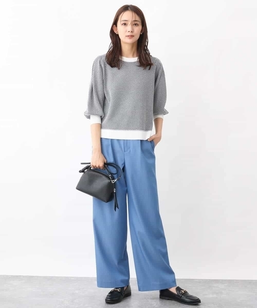 MK MICHEL KLEIN（エムケーミッシェルクラン）の「デニムライクワイドパンツ/洗える（デニムパンツ・レディース・ブルー/ネイビー・36/38）」の4枚目の写真