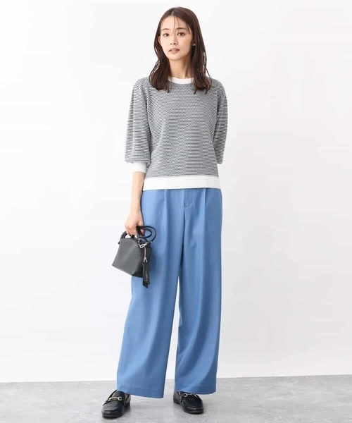 MK MICHEL KLEIN（エムケーミッシェルクラン）の「デニムライクワイドパンツ/洗える（デニムパンツ・レディース・ブルー/ネイビー・36/38）」の5枚目の写真