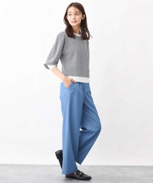 MK MICHEL KLEIN（エムケーミッシェルクラン）の「デニムライクワイドパンツ/洗える（デニムパンツ・レディース・ブルー/ネイビー・36/38）」の6枚目の写真