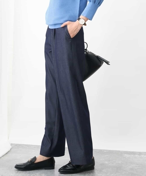 MK MICHEL KLEIN（エムケーミッシェルクラン）の「デニムライクワイドパンツ/洗える（デニムパンツ・レディース・ブルー/ネイビー・36/38）」の17枚目の写真