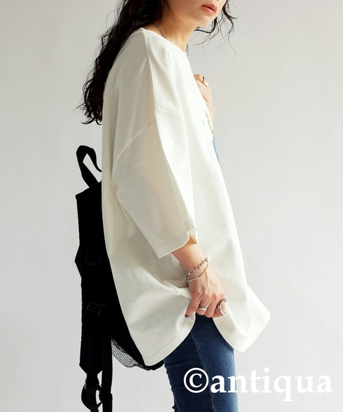 antiqua(アンティカ)の「アートデザインバスクTシャツ(Tシャツ/カットソー・レディース・オフホワイト・ML/LXL)」の9枚目の写真