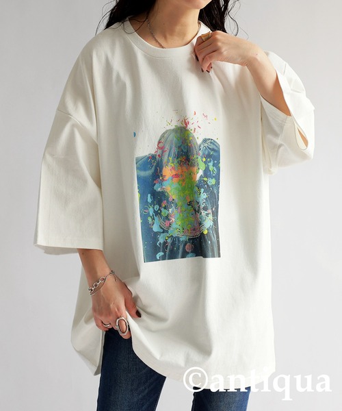 antiqua(アンティカ)の「アートデザインバスクTシャツ(Tシャツ/カットソー・レディース・オフホワイト・ML/LXL)」の6枚目の写真