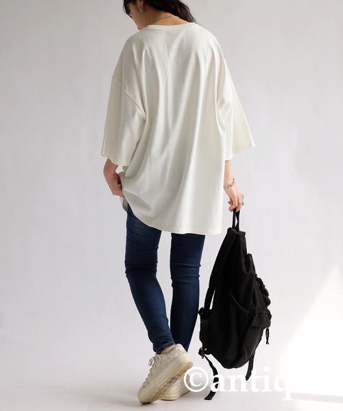 antiqua(アンティカ)の「アートデザインバスクTシャツ(Tシャツ/カットソー・レディース・オフホワイト・ML/LXL)」の8枚目の写真